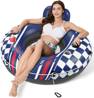 Jasonwell Inflatable River Tube Float - Heavy Duty River Float Pool Floats Lake Premium Water Tubes for Floating Recreational River Raft Lounge Floaties with 2 Cup Holders for Adult - Jasonwell